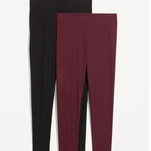 NWT OLD NAVY High-Waisted Rib-Knit Leggings 2-Pac Color: Red Raisin